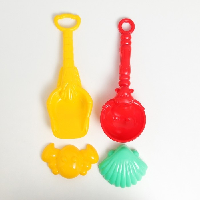 Набор детский "Трактор с прицепом": 5 игрушек для песочницы, пластик, 42 х 14 х 16 см, микс