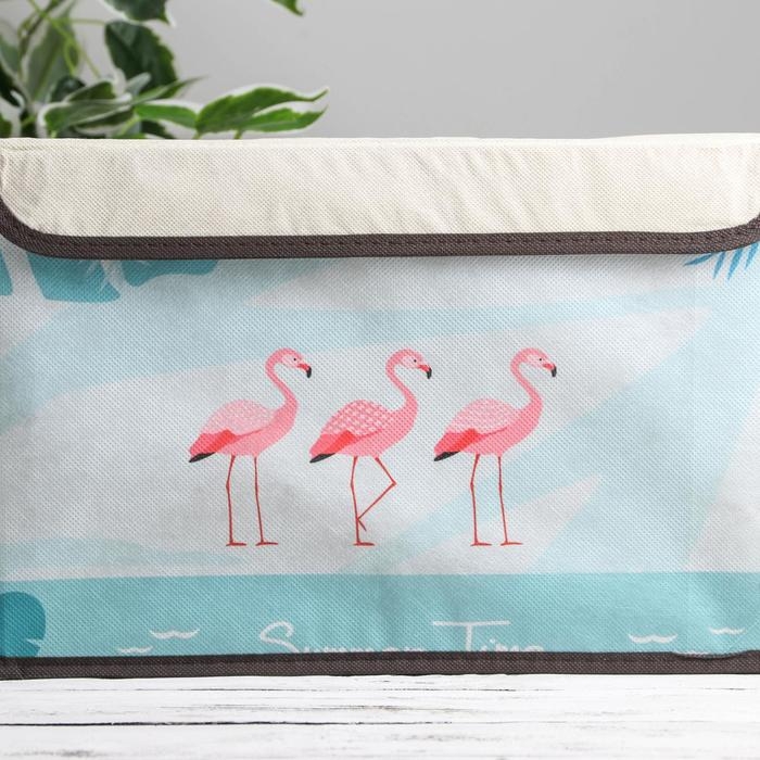 Короб стеллажный для хранения с крышкой &laquo;Фламинго&raquo;, 38&times;25&times;24 см