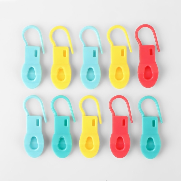 Набор маркеров для петель, с держателем, 4,5 см, 10 шт, цвет МИКС Набор маркеров для петель, с держателем, 4,5 см, 10 шт, цвет МИКС