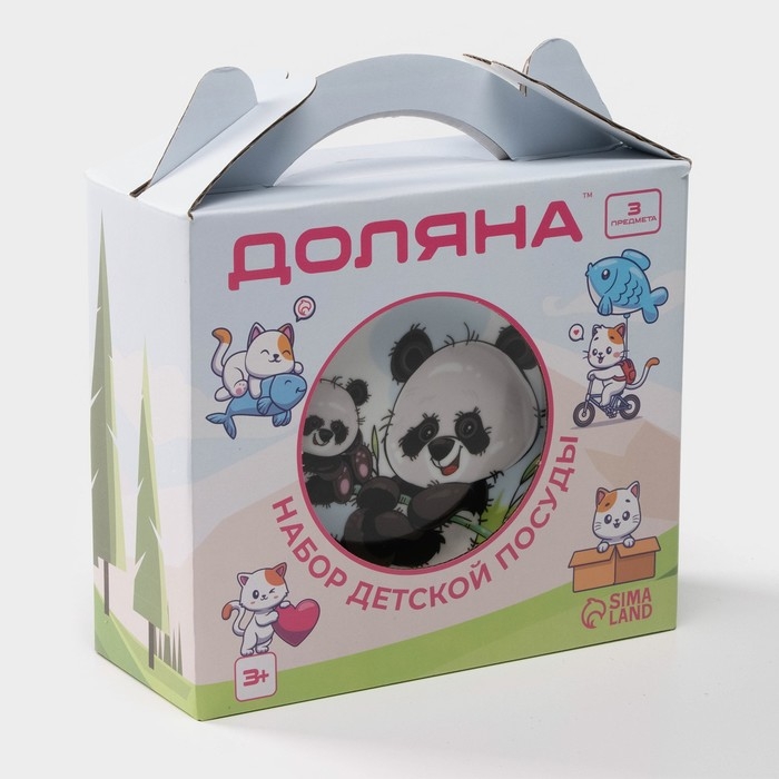 Набор детской посуды из керамики Доляна «Семья пандочек», 3 предмета: кружка 230 мл, миска 400 мл, тарелка d=18 см Набор детской посуды из керамики Доляна «Семья пандочек», 3 предмета: кружка 230 мл, миска 400 мл, тарелка d=18 см