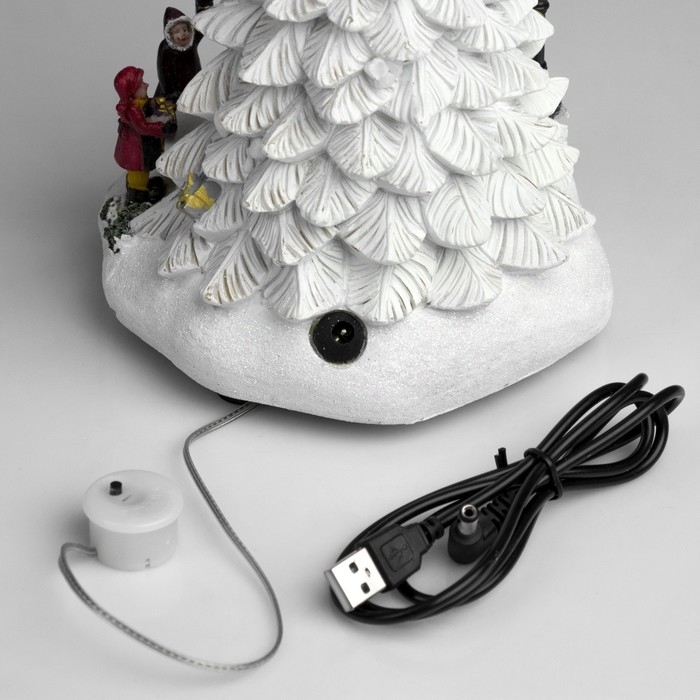 Светодиодная фигура &laquo;Ёлка&raquo; 10 &times; 23 &times; 10 см, полистоун, батарейки ААх3 (не в комплекте), USB, свечение тёплое белое