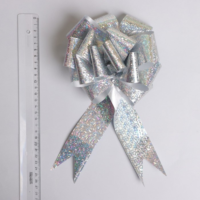 Бант-шар №5 голография, цвет серебряный Бант-шар №5 голография, цвет серебряный