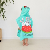 Полотенце-пончо детское махровое Крошка Я &laquo;Зайчики&raquo; 60х120см, 100% хлопок, 300гр/м2