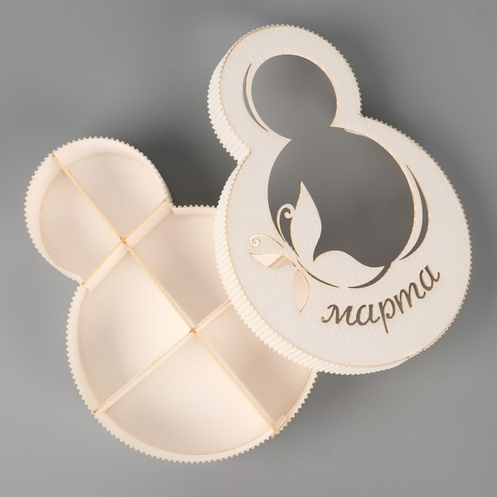 Коробка подарочная, кондитерская упаковка &laquo;8 марта&raquo; белая, 22 х 16 х 5 см