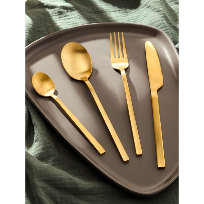 Столовые приборы из нержавеющей стали Magistro «Оску стандарт», 4 предмета, цвет золотой Столовые приборы из нержавеющей стали Magistro «Оску стандарт», 4 предмета, цвет золотой