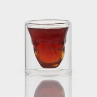 Стопка - шот стеклянный с двойными стенками Magistro «Череп», 100 мл, 8×8,5 см Стопка - шот стеклянный с двойными стенками Magistro «Череп», 100 мл, 8×8,5 см