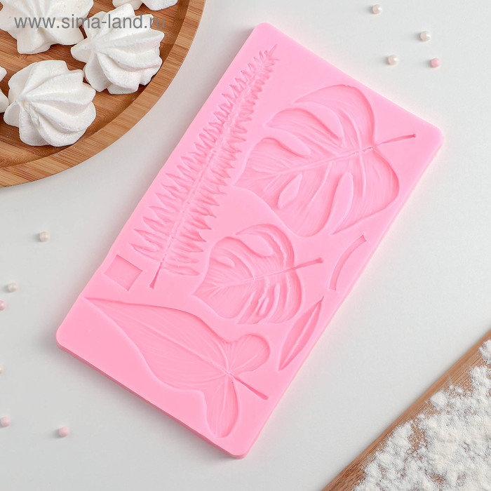 Молд Доляна &laquo;Тропические листья&raquo;, силикон, 20,7&times;12 см, цвет розовый
