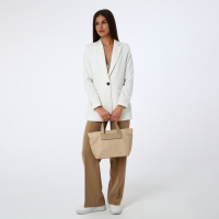 Сумка-тоут на молнии, длинный ремень, цвет бежевый Сумка-тоут на молнии, длинный ремень, цвет бежевый