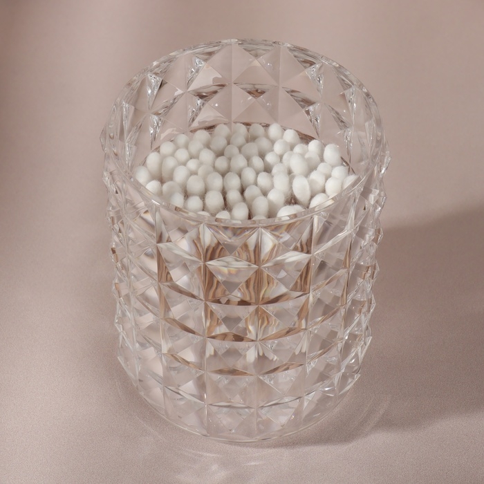 Органайзер для ватных палочек, с крышкой, d = 8 &times; 12,5 см, в картонной коробке, цвет прозрачный