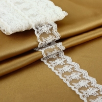 Кружево на сетке, 55 мм &times; 9 &plusmn; 0,5 м, цвет белый