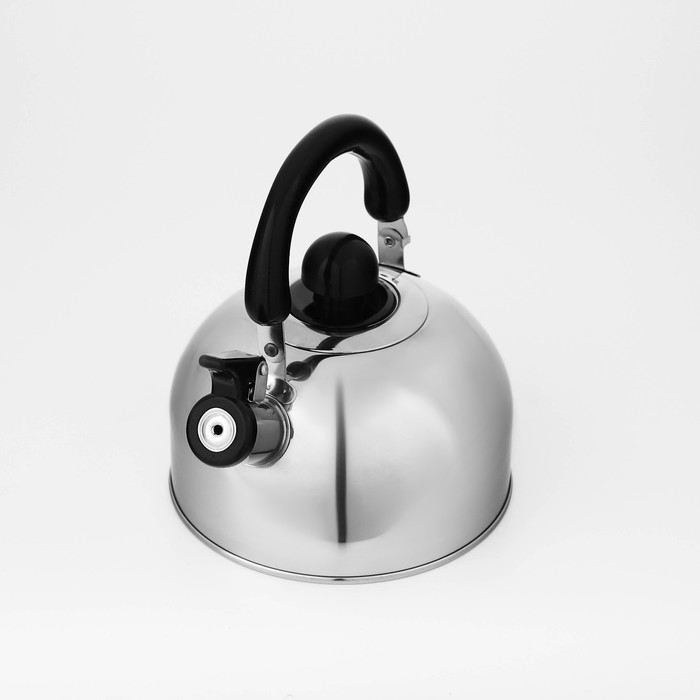 Чайник со свистком из нержавеющей стали Доляна «Чёрная ночь», 2 л, индукция, цвет хромированный Чайник со свистком из нержавеющей стали Доляна «Чёрная ночь», 2 л, индукция, цвет хромированный