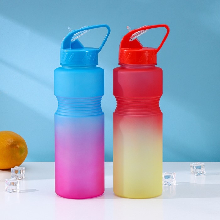 Бутылка с трубочкой Доляна &laquo;Градиент&raquo;, 700 мл, 25&times;7&times;8 см, цвет МИКС