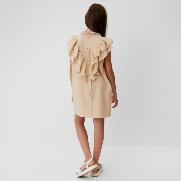 Платье для девочки MINAKU: Cotton Collection цвет светло-бежевый, рост 128