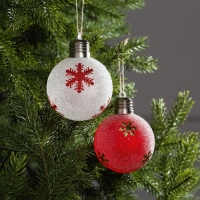Набор ёлочных шаров &laquo;Снежинки&raquo; 2 шт., батарейки, 1 LED, свечение тёплое белое