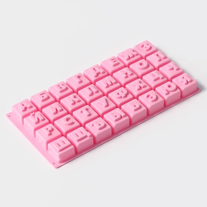 Форма для шоколада Доляна «Алфавит», силикон, 35×18 см, 32 ячейки (3,7×3,7×3 см), цвет МИКС Форма для шоколада Доляна «Алфавит», силикон, 35×18 см, 32 ячейки (3,7×3,7×3 см), цвет МИКС