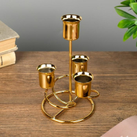 Подсвечник металл на 4 свечи "Спираль" золото 16х9х9 см