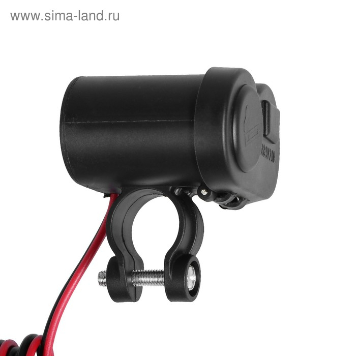 Зарядное устройство с тумблером на руль мотоцикла, USB + прикуриватель, провод 120 см
