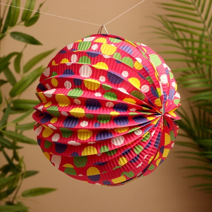 Шар бумажный декоративный, диаметр 22 см, цв. разноцветный Шар бумажный декоративный, диаметр 22 см, цв. разноцветный