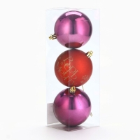 Шары ёлочные новогодние &laquo;Верь в мечту!&raquo;, на Новый год, пластик, d=8, 3 шт., цвет красный с золотом