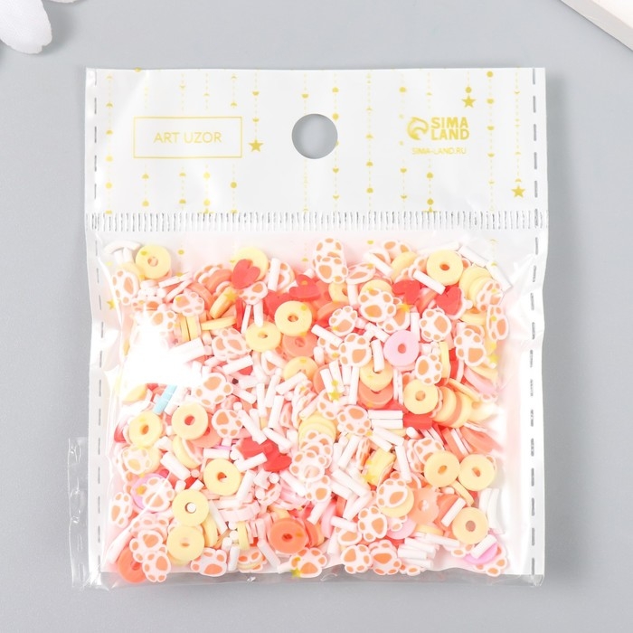 Декор для творчества пластик "Яркие кружочки и лапки" 20 гр