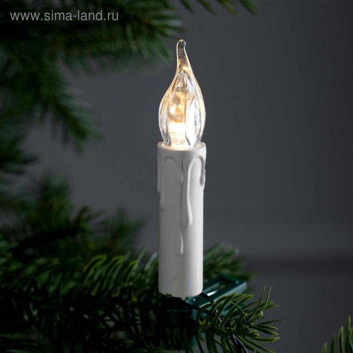 Гирлянда «Нить» 10 м с насадками «Свечи на прищепке», IP20, тёмная нить, 50 LED, свечение тёплое белое, 220 В Гирлянда «Нить» 10 м с насадками «Свечи на прищепке», IP20, тёмная нить, 50 LED, свечение тёплое белое, 220 В