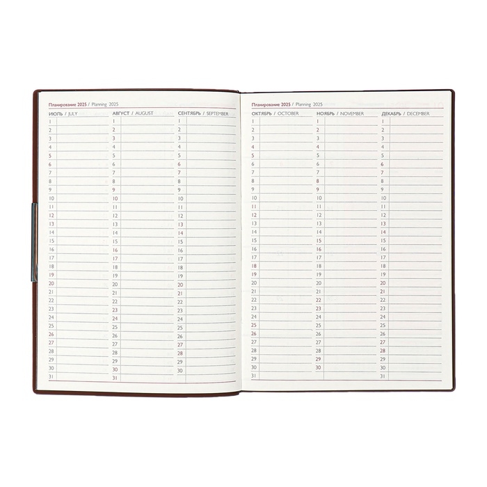 Еженедельник датир 2025г мягк обл иск кож А6+ 80л ESCALADA, тис ф, кр бл 70 г/м&sup2;, кор-ый
