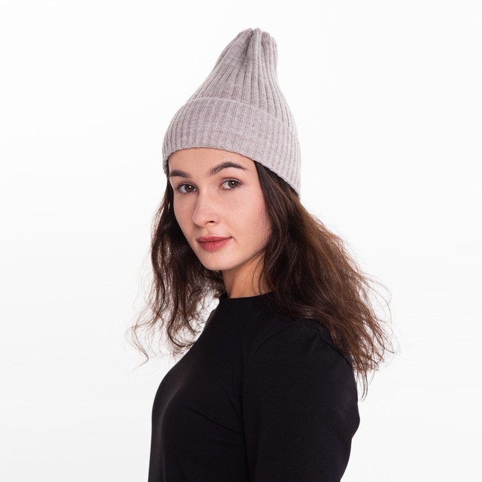 Шапка женская зимняя, цвет бежевый, размер 52-56 Шапка женская зимняя, цвет бежевый, размер 52-56