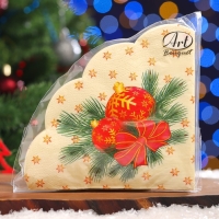 Новый год. Салфетки бумажные Art Bouquet Rondo "Новогодние шары", 3 слоя, d 32, 12 шт Новый год. Салфетки бумажные Art Bouquet Rondo "Новогодние шары", 3 слоя, d 32, 12 шт