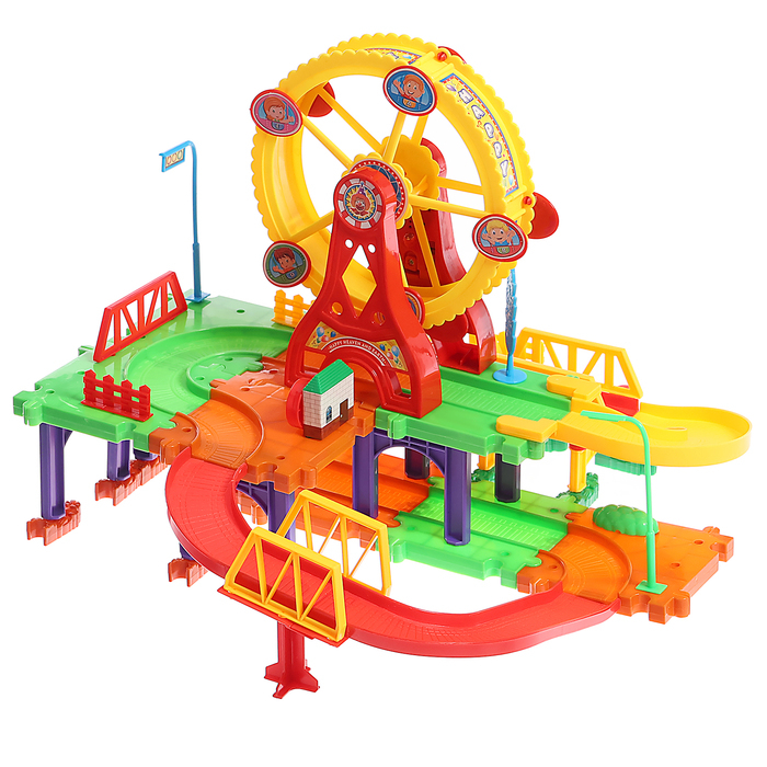 Железная дорога «Забавное путешествие», 2 паровоза, работает от батареек Железная дорога «Забавное путешествие», 2 паровоза, работает от батареек