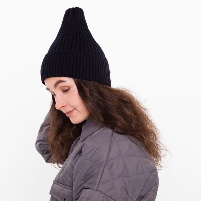 Шапка женская демисезонная , цвет чёрный, размер 52-56 Шапка женская демисезонная , цвет чёрный, размер 52-56