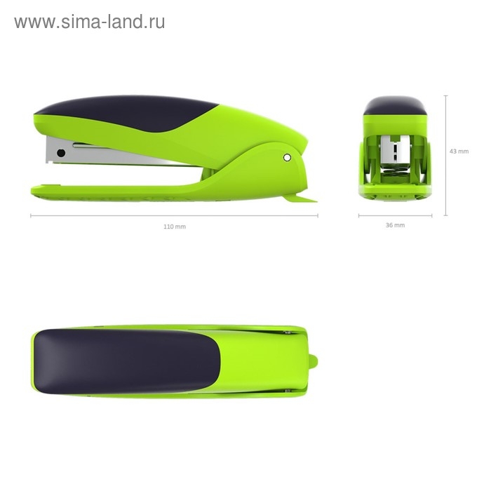Степлер ErichKrause ErgoLine № 10, до 15 листов, встроенный антистеплер, резиновая противоскользящая вставка, ярко-салатовый