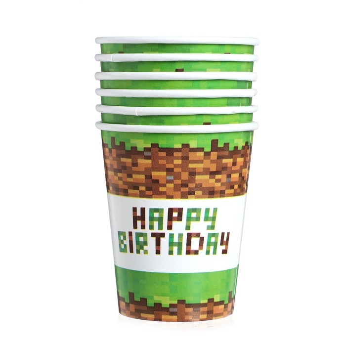 Набор бумажной посуды одноразовый Happy birthday!, 6 тарелок, 6 стаканов Набор бумажной посуды одноразовый Happy birthday!, 6 тарелок, 6 стаканов