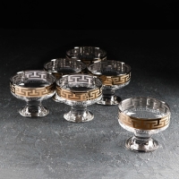 Набор креманок &laquo;Греческий узор&raquo;, 200 мл, d=10 см, 6 шт, цвет напыления золотой