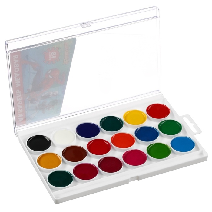 Акварель 18цв пластик, «Человек-паук», европодвес Акварель 18цв пластик, «Человек-паук», европодвес