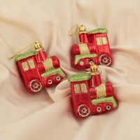 Украшение ёлочное "Паровозик" (набор 3 шт) 6,5х6,5 см, красный Украшение ёлочное "Паровозик" (набор 3 шт) 6,5х6,5 см, красный