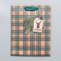 Пакет подарочный новогодний крафтовый вертикальный &laquo;For man&raquo;, MS 18 х 23 х 10 см, Новый год