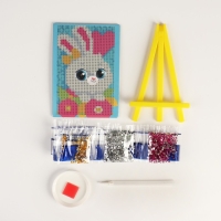 Алмазная мозаика с частичным заполнением на подставке для детей «Зайка», 10 х 15 см Алмазная мозаика с частичным заполнением на подставке для детей «Зайка», 10 х 15 см