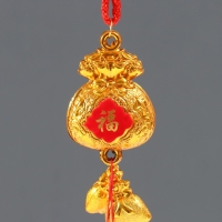 Подвеска пластик, текстиль "Золотые денежные мешки" 3х4,5х38 см Подвеска пластик, текстиль "Золотые денежные мешки" 3х4,5х38 см