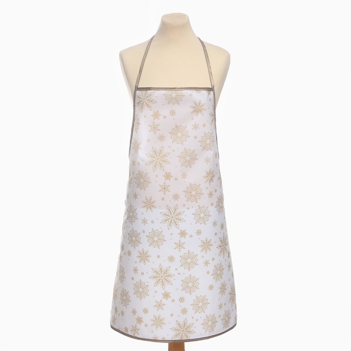 Фартук Доляна Снежинки золотые 70*80 см, 100% п/э