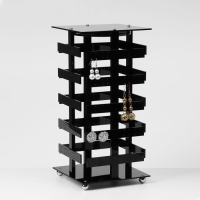 Подставка для украшений «Вертушка», 5 ярусов, 64 пары, пластик, 15×15×32 см, цвет чёрный Подставка для украшений «Вертушка», 5 ярусов, 64 пары, пластик, 15×15×32 см, цвет чёрный