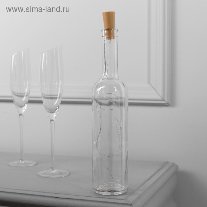 Гирлянда &laquo;Нить&raquo; 1 м роса с пробкой, IP20, серебристая нить, 10 LED, батарейки LR44х3 (в комплекте), свечение красное