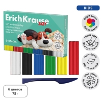 Пластилин мягкий (восковой) 6 цветов, 78 г, ErichKrause "Baby", со стеком, на растительно основе, с Алоэ Вера , европодвес Пластилин мягкий (восковой) 6 цветов, 78 г, ErichKrause "Baby", со стеком, на растительно основе, с Алоэ Вера , европодвес