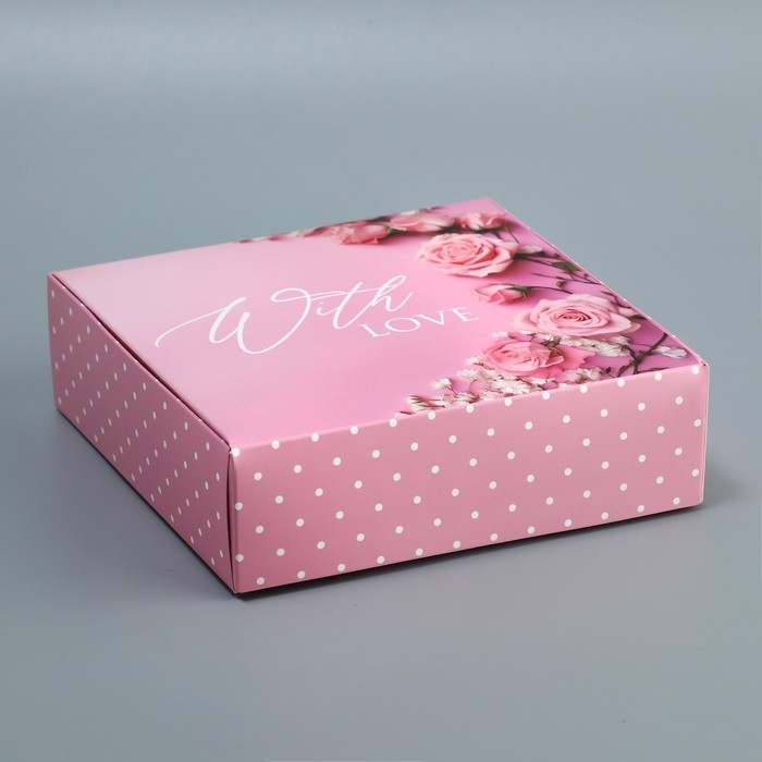 Коробка подарочная складная, упаковка, &laquo;With love&raquo;, 16.5 х 16,5 х 5 см