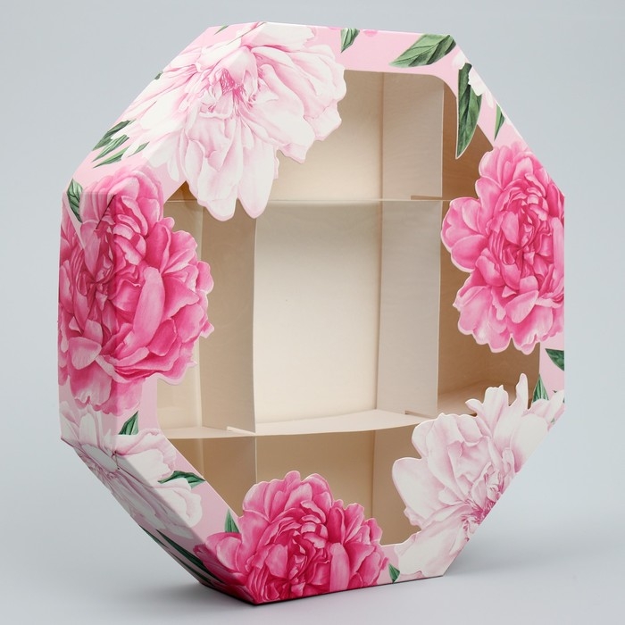 Коробка кондитерская складная, упаковка &laquo;Пионы&raquo;, 29 х 29 х 5 см