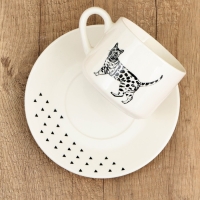 Чайная пара керамическая &laquo;Животные&raquo;, 200 мл, цвет белый