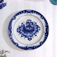 Тарелка &laquo;Цветы&raquo;, плоская, D=24 см, H=2 см, гжель