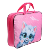 Папка с ручками текстильная А4, 350 х 270 х 70 мм, Calligrata "Котик мяу" Папка с ручками текстильная А4, 350 х 270 х 70 мм, Calligrata "Котик мяу"