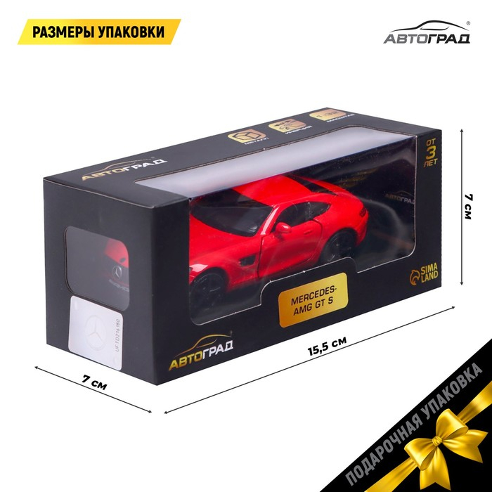 Машина металлическая MERCEDES-AMG GT S, 1:32, открываются двери, инерция, цвет красный