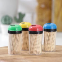 Зубочистки Доляна, 140-150 шт, в пластиковой баночке, цвет МИКС Зубочистки Доляна, 140-150 шт, в пластиковой баночке, цвет МИКС