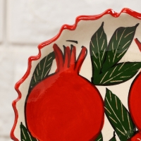 Тарелка Риштанская Керамика "Гранаты", 15 см, рифлёная Тарелка Риштанская Керамика "Гранаты", 15 см, рифлёная